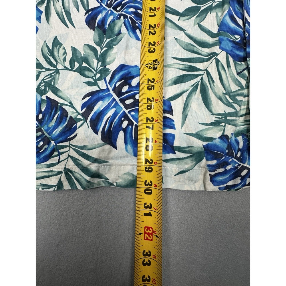 Tommy Bahama 100% Silk Hawaiian Shirt XXL Blue White Leaf Pattern Vacation - Picture 11 of 11